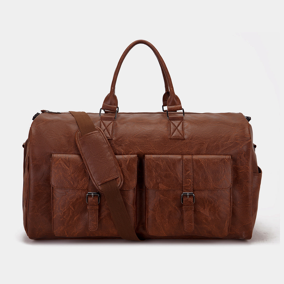 Portable PU Leather Garment Travel Duffel Bag